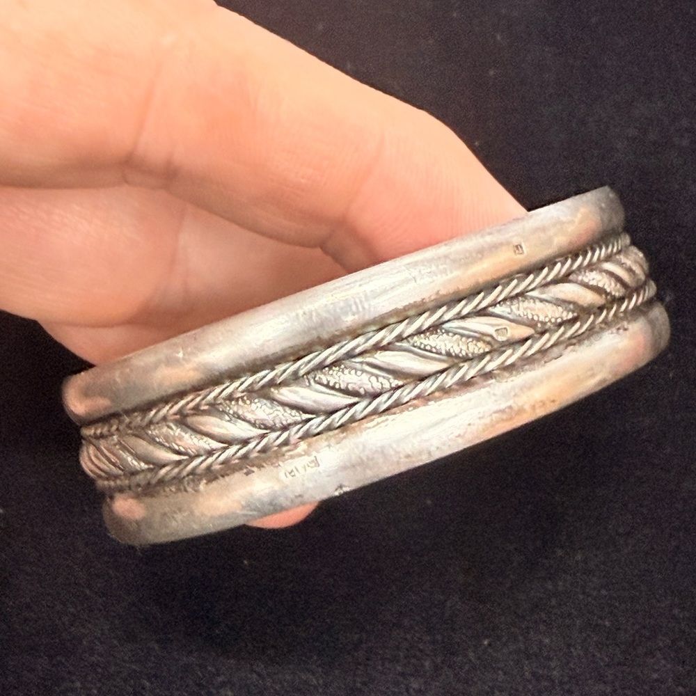 Vintage Egyptian Hallmark 80% Silver Braided Womens Bracelet